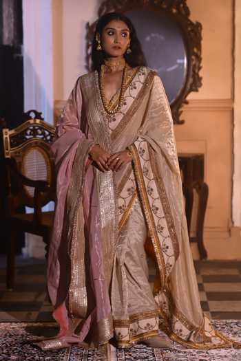 Shorshe Clothing Jalsa Embroidered Tissue Saree 
