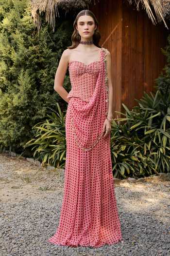 Ridhi Mehra Amour Print Pre-Draped Saree With Corset 