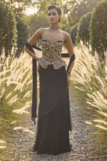 Ridhi Mehra Saga Layered Draped Saree With Embroidered Blouse 