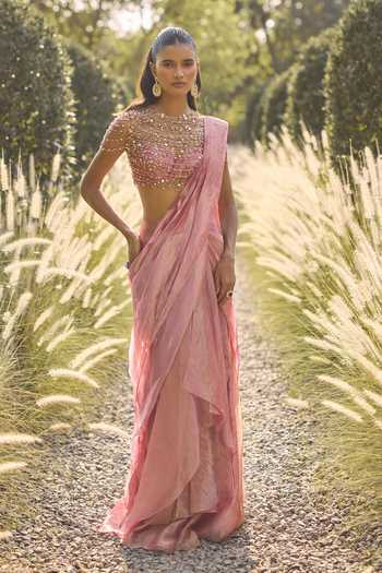 Ridhi Mehra Estelle Pre-Draped Saree & Embroidered Blouse Set 