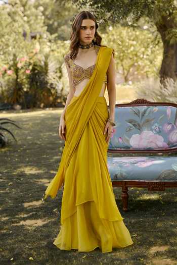 Ridhi Mehra The Saga Pre-Draped Saree With Embroidered Blouse 
