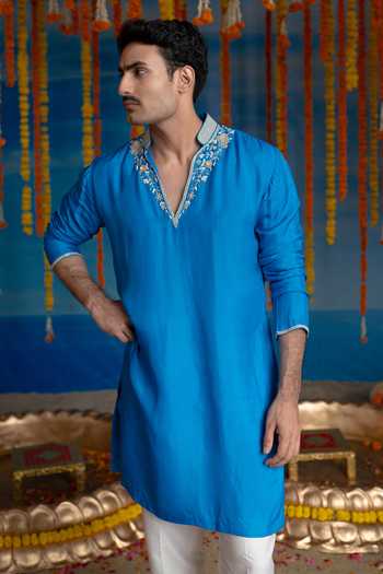 Mint Blush Cobalt Blue Kurta & Pant Set 