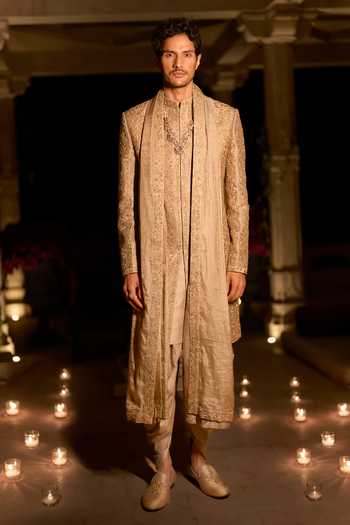Seema Gujral Champagne Gold Sherwani Set