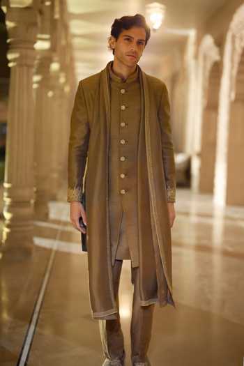 Seema Gujral Antique Gold Sherwani Set