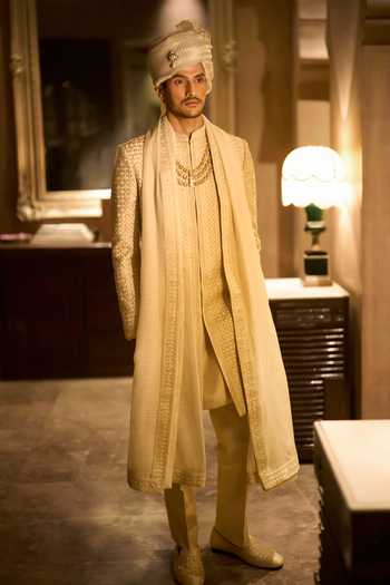 Seema Gujral Ivory Embroidered Sherwani Set