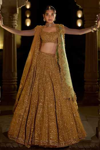Seema Gujral Antique Gold Bridal Lehenga Set
