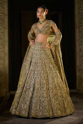 Seema Gujral Antique Emerald Bridal Lehenga Set