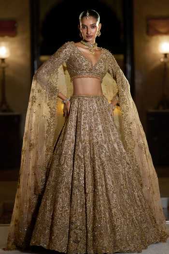 Seema Gujral Antique Gold Bridal Lehenga Set