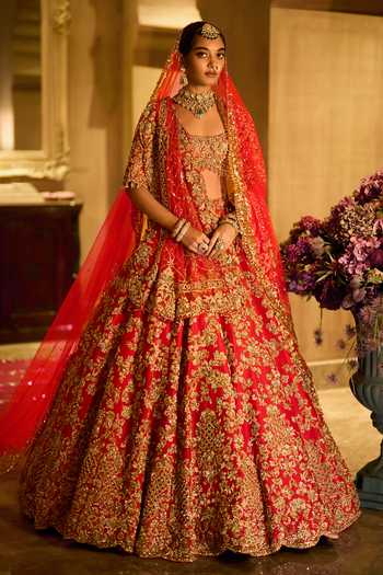 Seema Gujral Raw Silk Bridal Lehenga Set