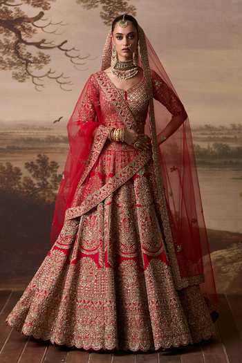 ANGAD SINGH Jhelum Raw Silk Bridal Lehenga Set 