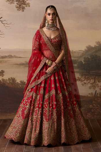 ANGAD SINGH Jyot Raw Silk Bridal Lehenga Set 