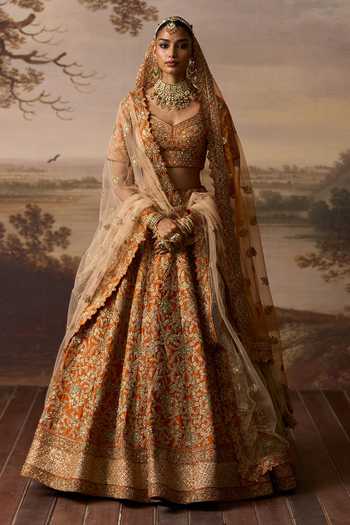 ANGAD SINGH Kesar Raw Silk Bridal Lehenga Set 