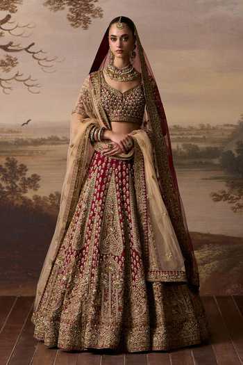 ANGAD SINGH Beas Raw Silk Bridal Lehenga Set 