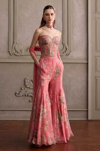 Kalista Eliha Floral Embroidered Blouse Sharara Set 