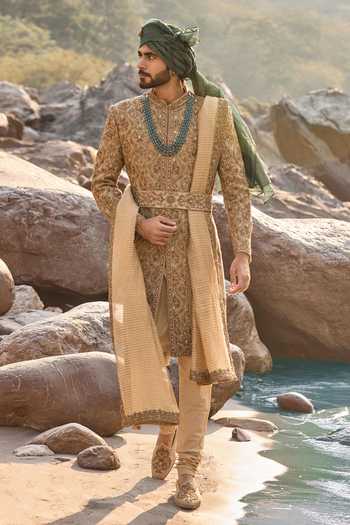 Nitika Gujral Olive Royale Sherwani Set 