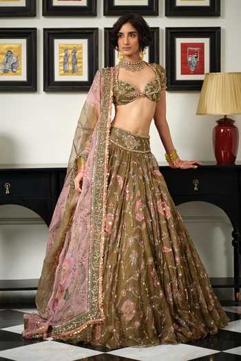 Mahima Mahajan Dusa Floral Embroidered Lehenga Set 