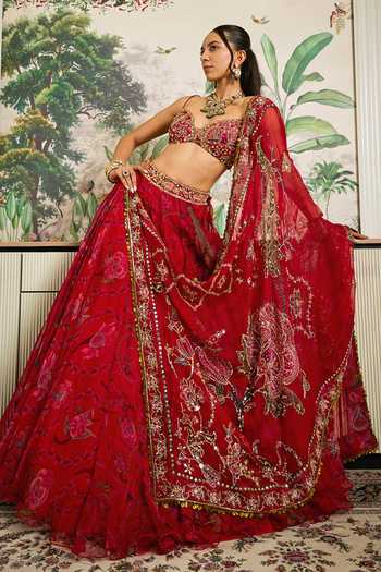 Mahima Mahajan Hoor Floral Print Embroidered Lehenga Set 