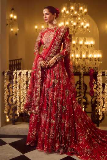 Mahima Mahajan Huda Printed Trail Anarkali With Dupatta 