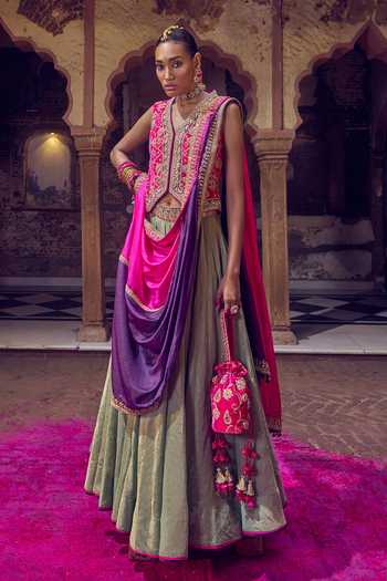 Punit Balana Johri Embroidered Koti Skirt Set 
