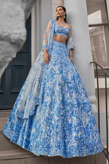 Seema Gujral Floral Embroidered Net Lehenga