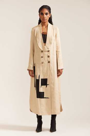 Mini Sondhi Oversized Double Breasted Embroidered Dress 