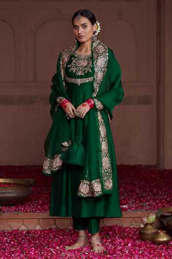 Pink City by Sarika Embellished Lotus Anarkali Pant Set 