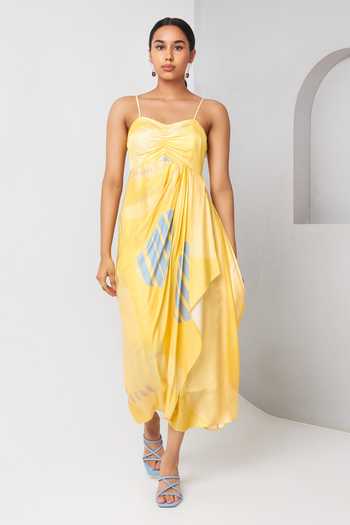 Vedika M Draped Abstract Print Dress 