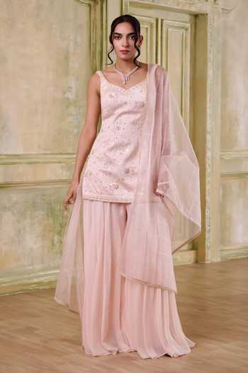 Muditaa By Urmila Sundara Floral Embroidered Kurta Sharara Set 