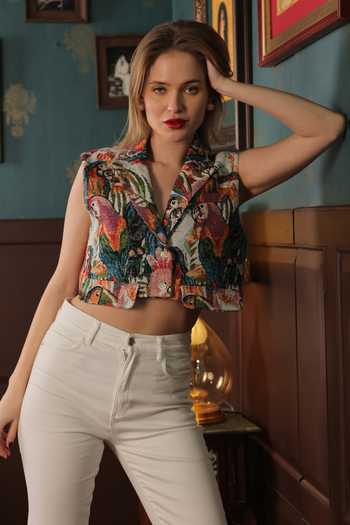 Label Muslin Bird Pattern Waistcoat 