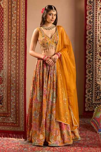 Samyukta Singhania Floral Print & Embroidered Lehenga Set