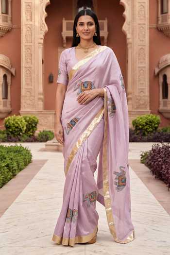 Samyukta Singhania Elephant Handpainted Saree With Blouse