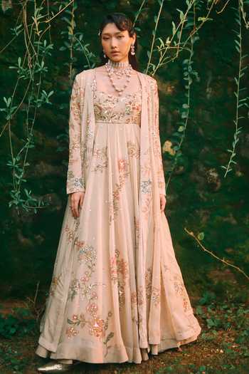 Paulmi And Harsh Rue Floral Print Anarkali 