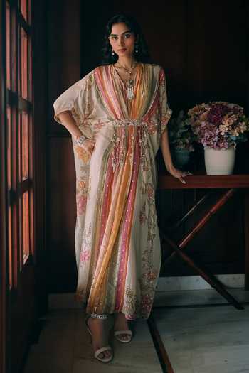 Paulmi And Harsh Elin Florette Print Kaftan 
