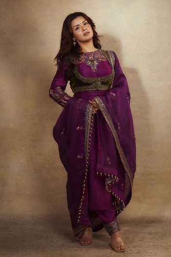 Irrau By Samir Mantri Embroidered Kurta Set With Bolero 