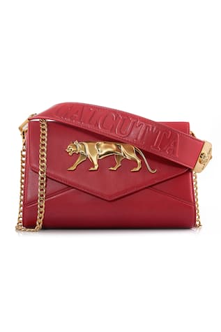 Buy Odette Red Sequin-uncut Stone Hand-held Bag Online