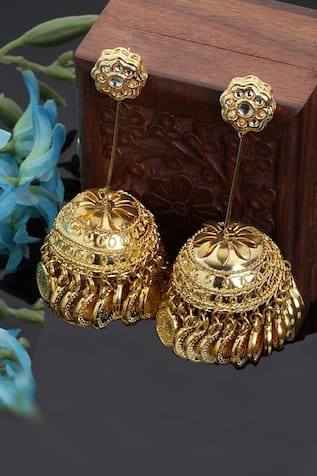Gold Finish Paachi Kundan Dangler Earrings Design by Lady grace by priyanka  at Pernia's Pop Up Shop 2024