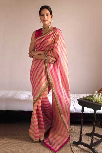 Shorshe Clothing Handloom Stripe Pattern Saree 