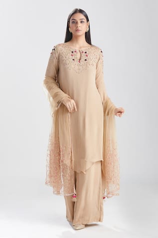 Adya Floral Embroidered Bodice Kurta Set 