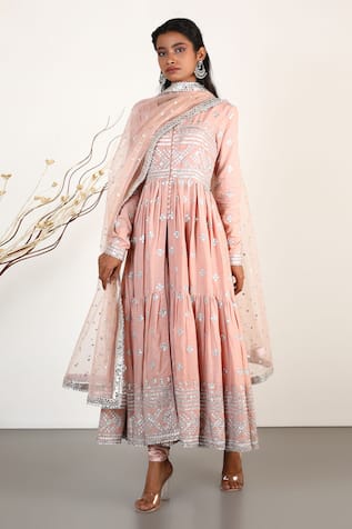mirror work anarkali suit