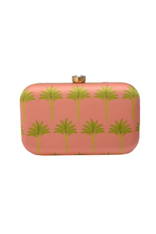 Pink Tree Motif Box Clutch 