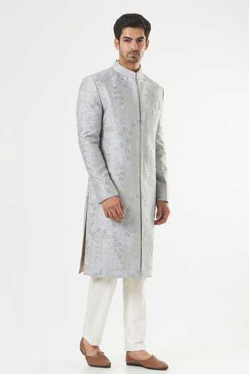 Kasbah Silk Floral Embroidered Sherwani Set 