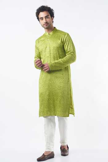 Kasbah Geometric Embroidered Kurta Set 