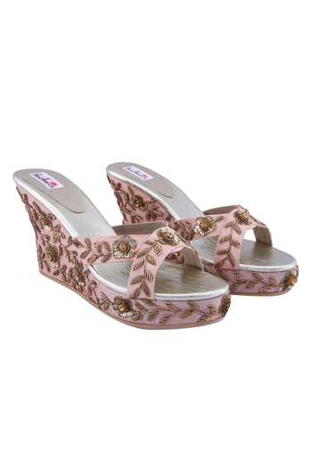 Fuchsia by aashaka mehta Embellished Pink Wedges 