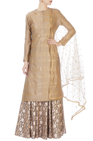 Joy Mitra Chanderi Kurta & Lehenga Set