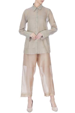 Tissue Silk Sheer Full Sleeve Shirt 