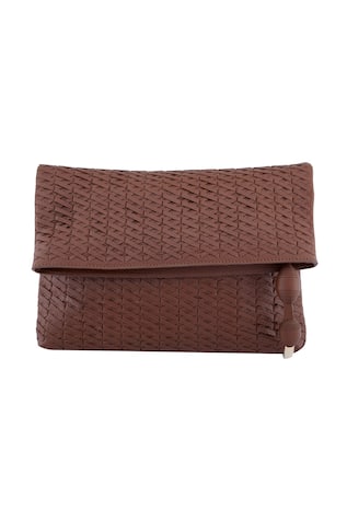 Devina Juneja Leather Woven Clutch 