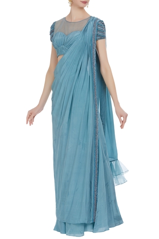Nitika Kanodia Gupta Crepe Silk Pant Saree with Blouse