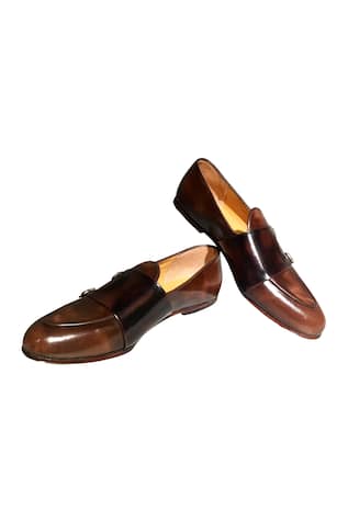 Dark brown d-monk strap loafers