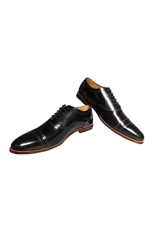 Black pure leather handcrafted oxford shoes
