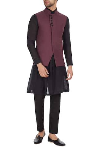 Dark purple linen asymmetric jacket 